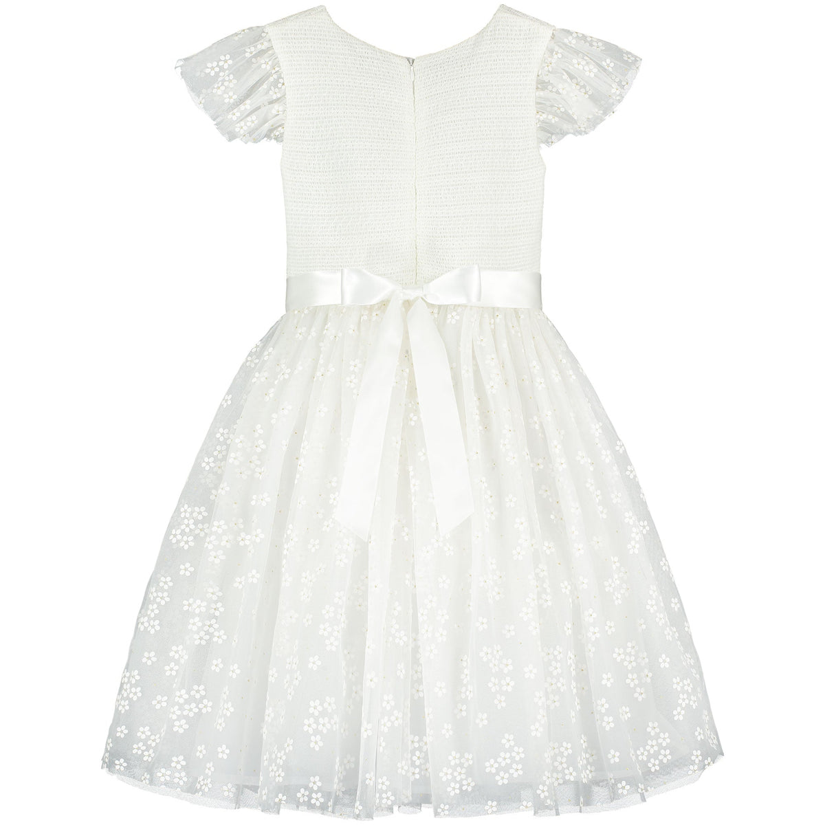 Smocked Blossom Tulle Baby Occasion Dress White | Holly Hastie London