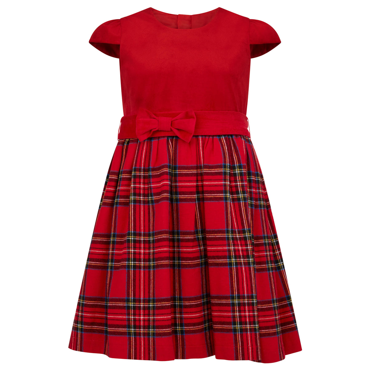 Diana Velvet & Tartan Girls Party Dress Red | Holly Hastie London