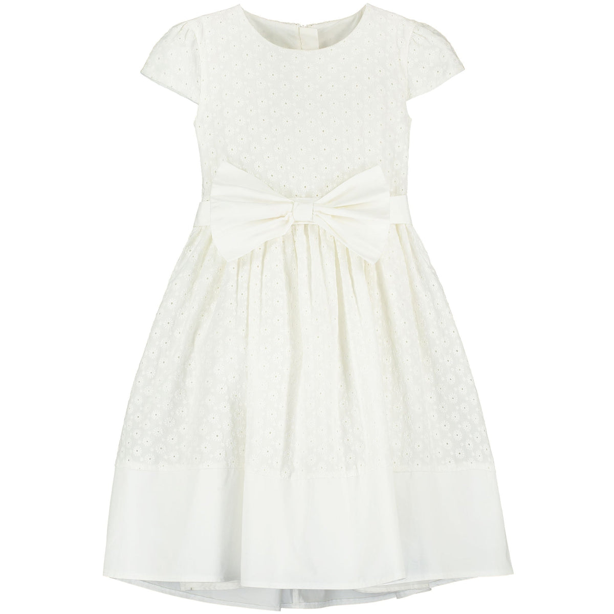 Embroidered Cotton Bow Baby Occasion Dress White | Holly Hastie London