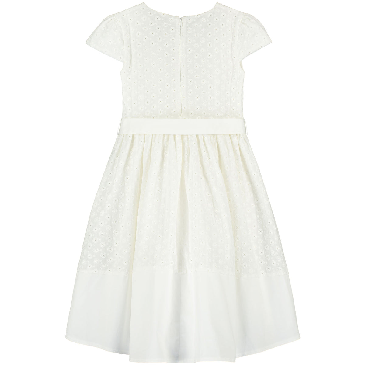 Embroidered Cotton Bow Girls Occasion Dress White | Holly Hastie London