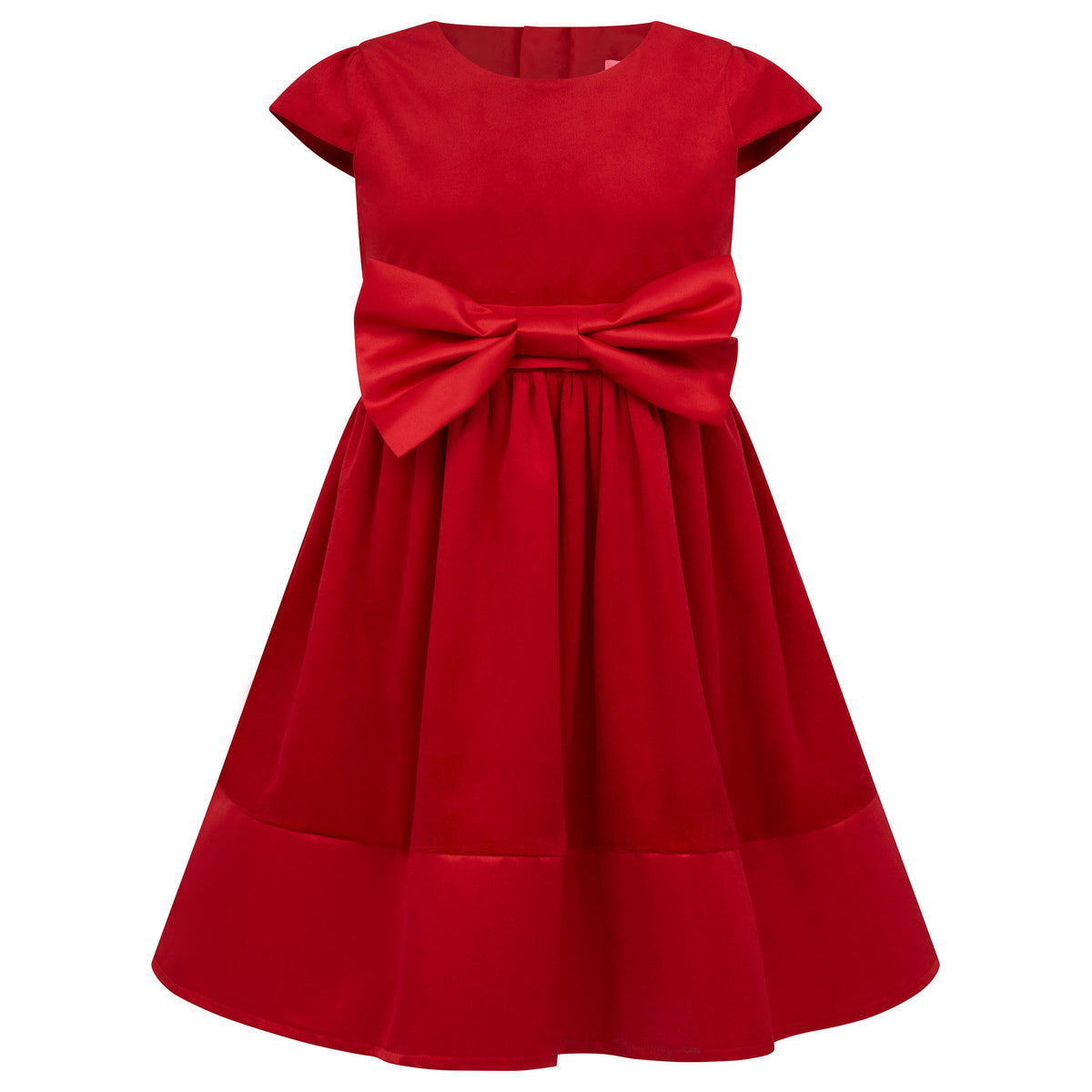 Florence Velvet & Satin Bow Girls Party Dress Red | Holly Hastie London