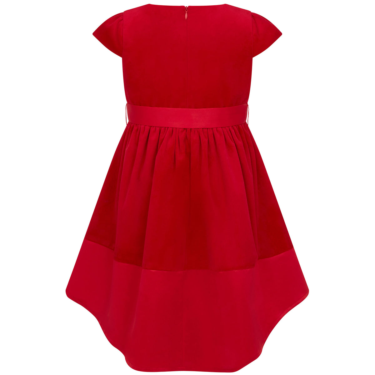 Florence Velvet & Satin Bow Girls Party Dress Red | Holly Hastie London