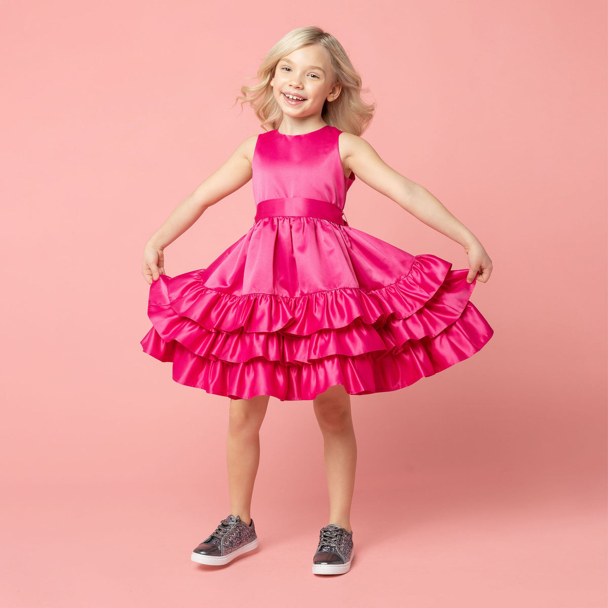 Arabella Frill Satin Girls Party Dress Pink | Holly Hastie London – Holly Hastie Arabella Frill Satin Girls Party Dress Pink | Holly Hastie London – Holly Hastie