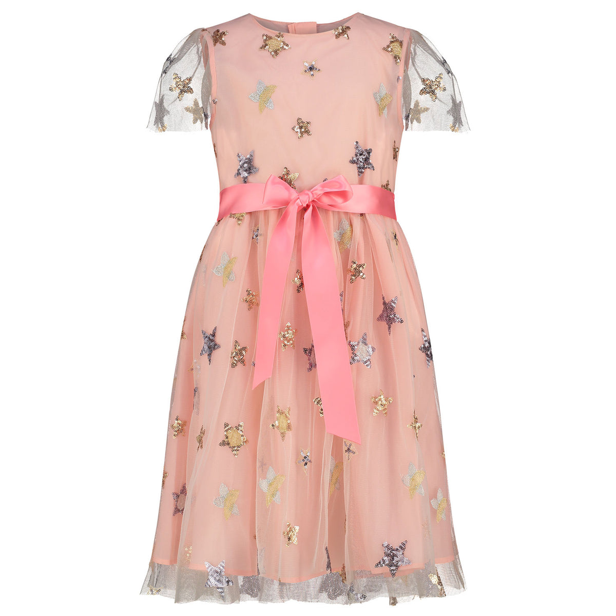 Girls Designer Pale Pink Embroidered Star Dress | Holly Hastie London 
