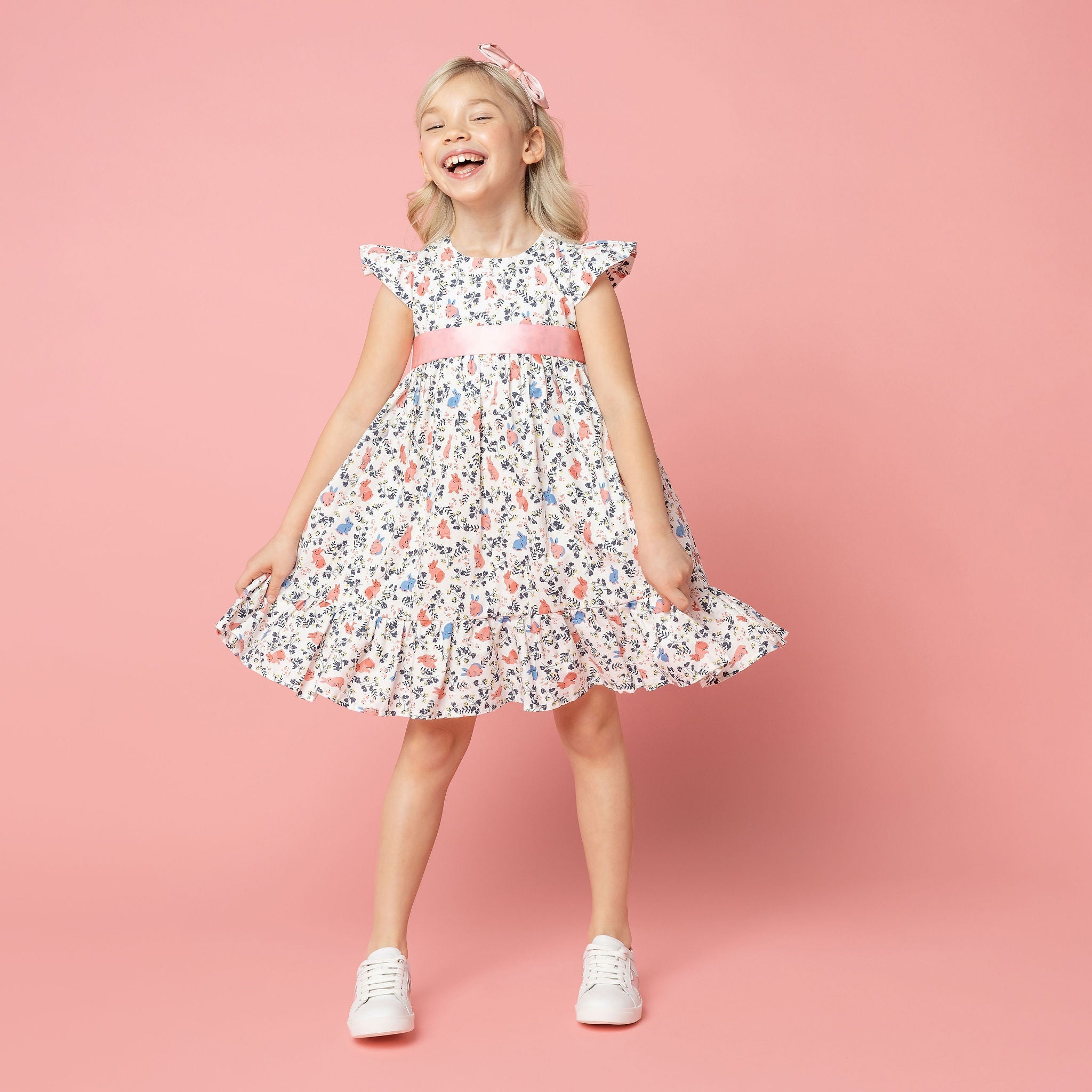 Easter Bunny Girls Party Dress, Pink & Blue | Holly Hastie London