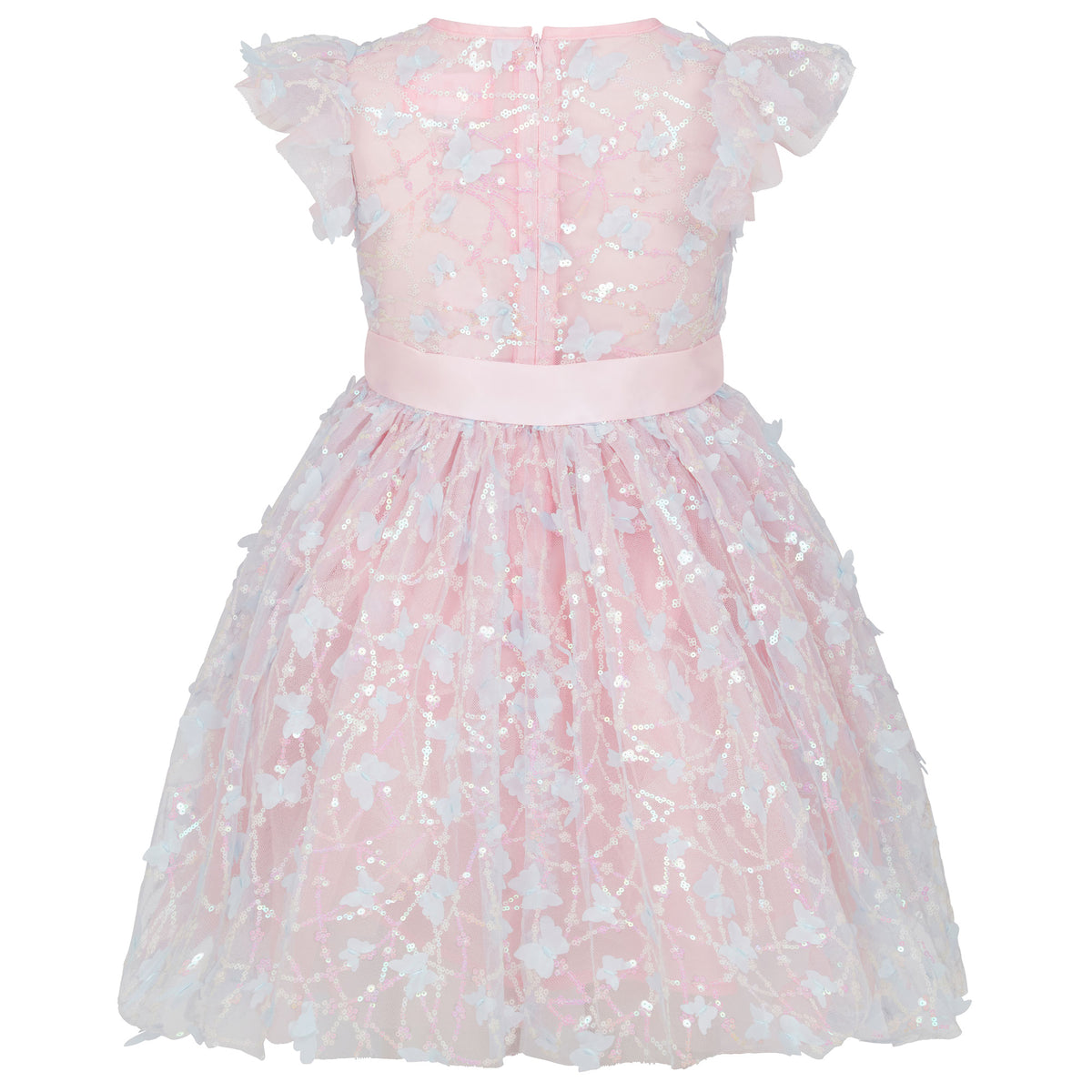Butterfly Sequin Girls Party Dress, Pink | Holly Hastie London