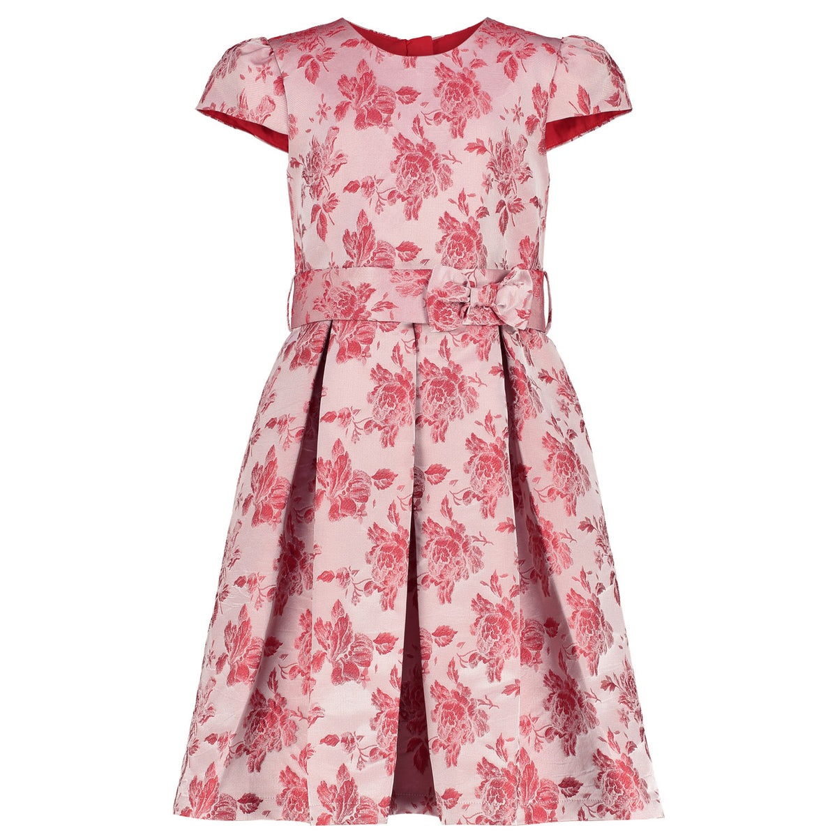 Girls Designer Party Dress Charlotte Red Floral | Holly Hastie London