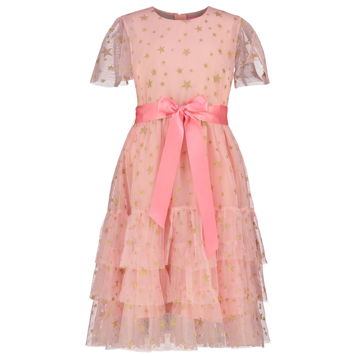 Girls Party Dress Cinderella Sugar Pink & Gold Star Tulle | Holly Hastie London