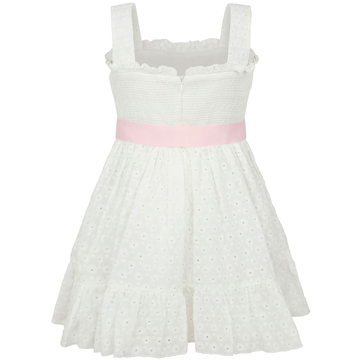 Emma Embroidered Cotton Flower Girls Dress, White & Pink | Holly Hastie London
