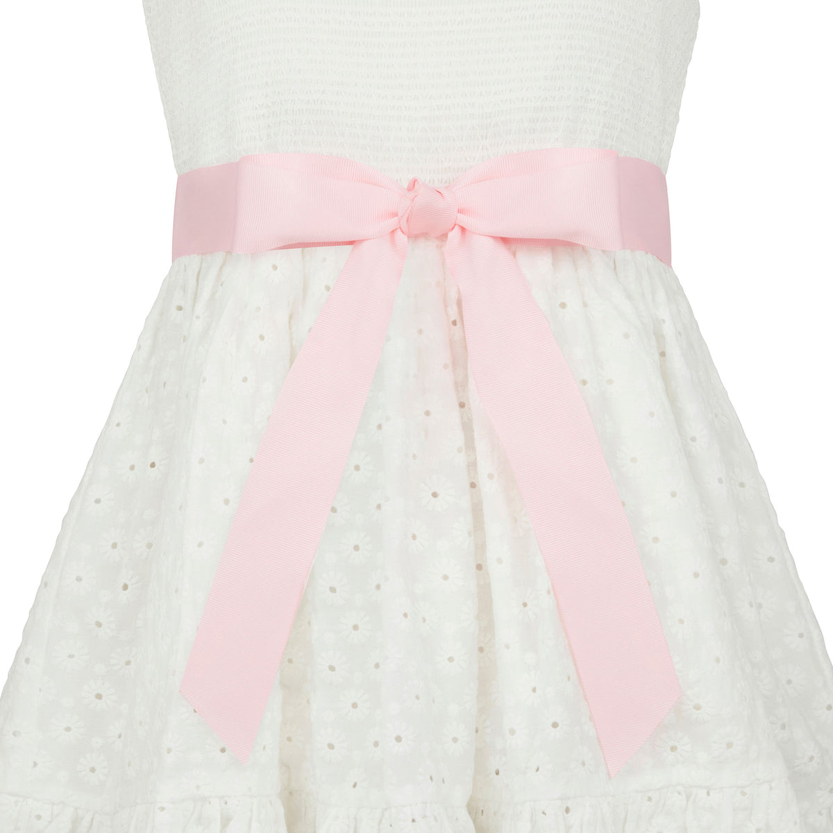Emma Embroidered Cotton Flower Girls Dress, White & Pink | Holly Hastie London