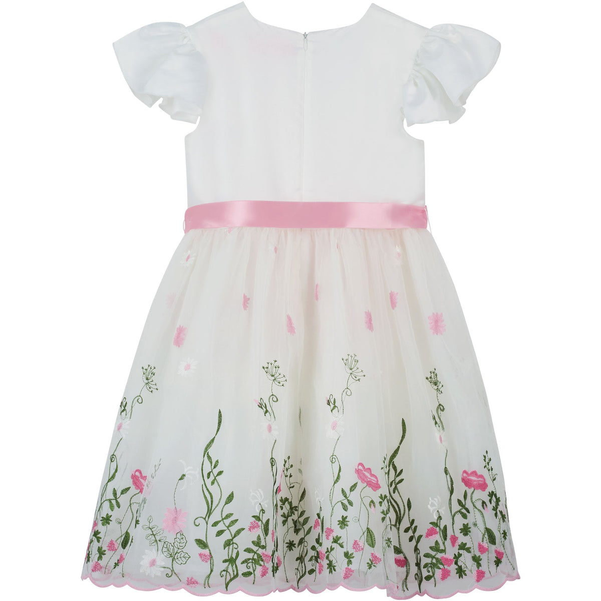 Garden Floral Girls Party Dress, White & Pink | Holly Hastie London