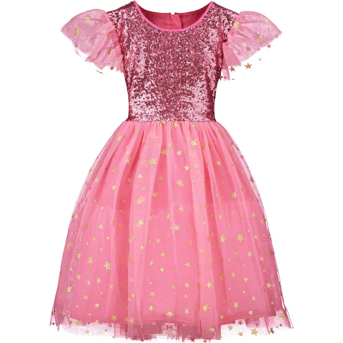 Girls Party Dress Shimmer Candy Pink Sequin Star Tulle | Holly Hastie London