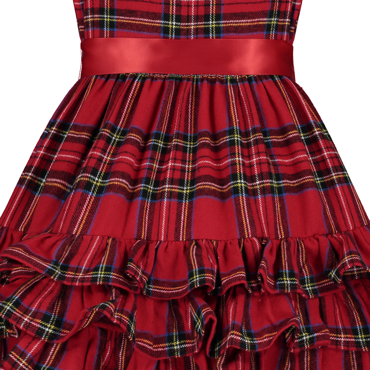 Arabella Frill Plaid Tartan Party Dress Red | Holly Hastie London