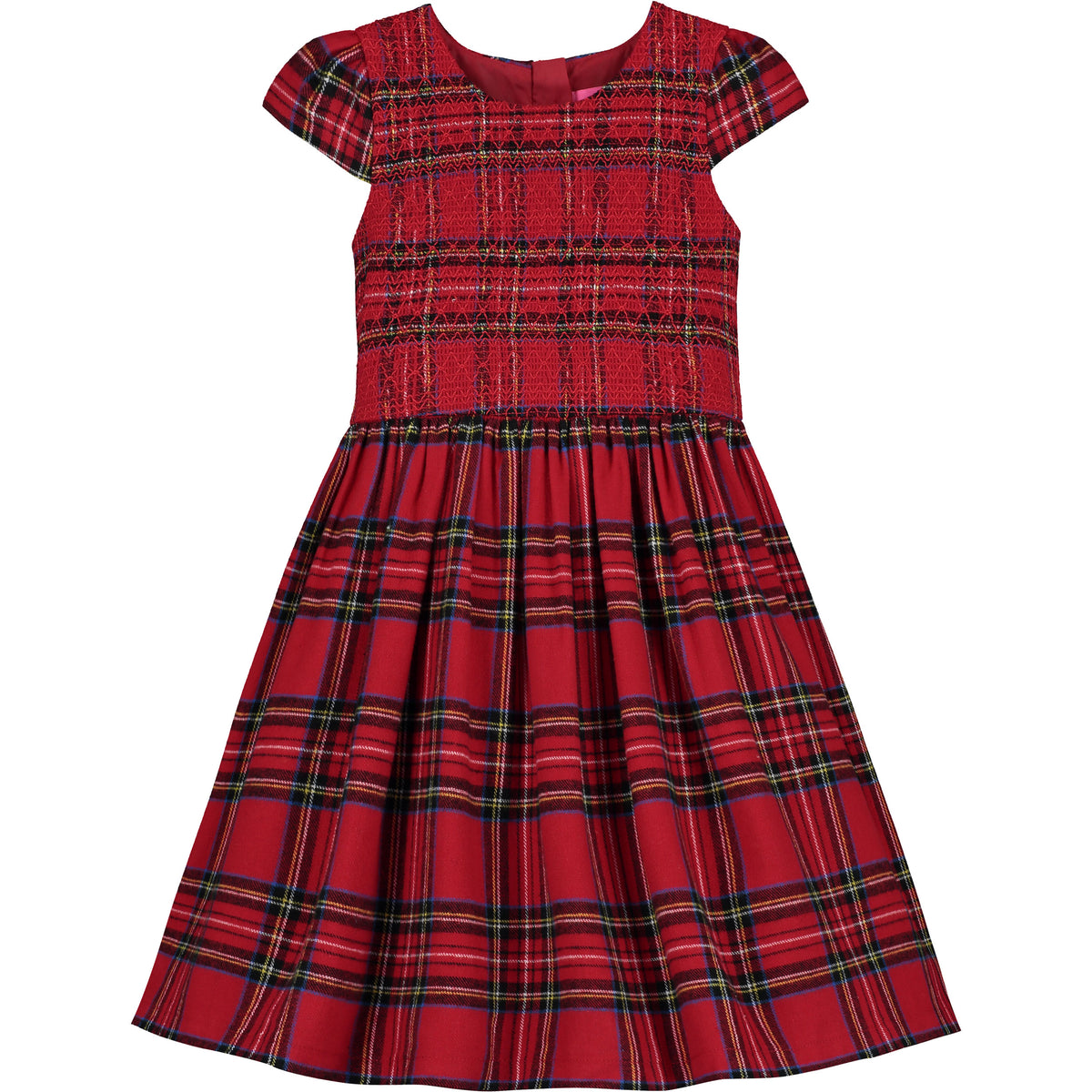 Girls Party Dress Bonnie Smocked Plaid Tartan Red | Holly Hastie London