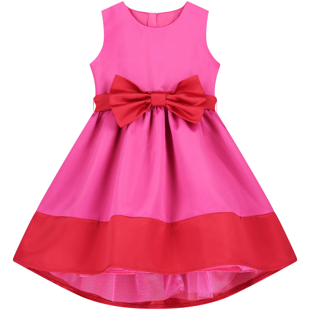 Girls Party Dress Florence Bow Satin Pink & Red | Holly Hastie London Holly Hastie | Girls Fashion Girls Party Dress Florence Bow Satin Pink & Red | Holly Hastie London Holly Hastie | Girls Fashion