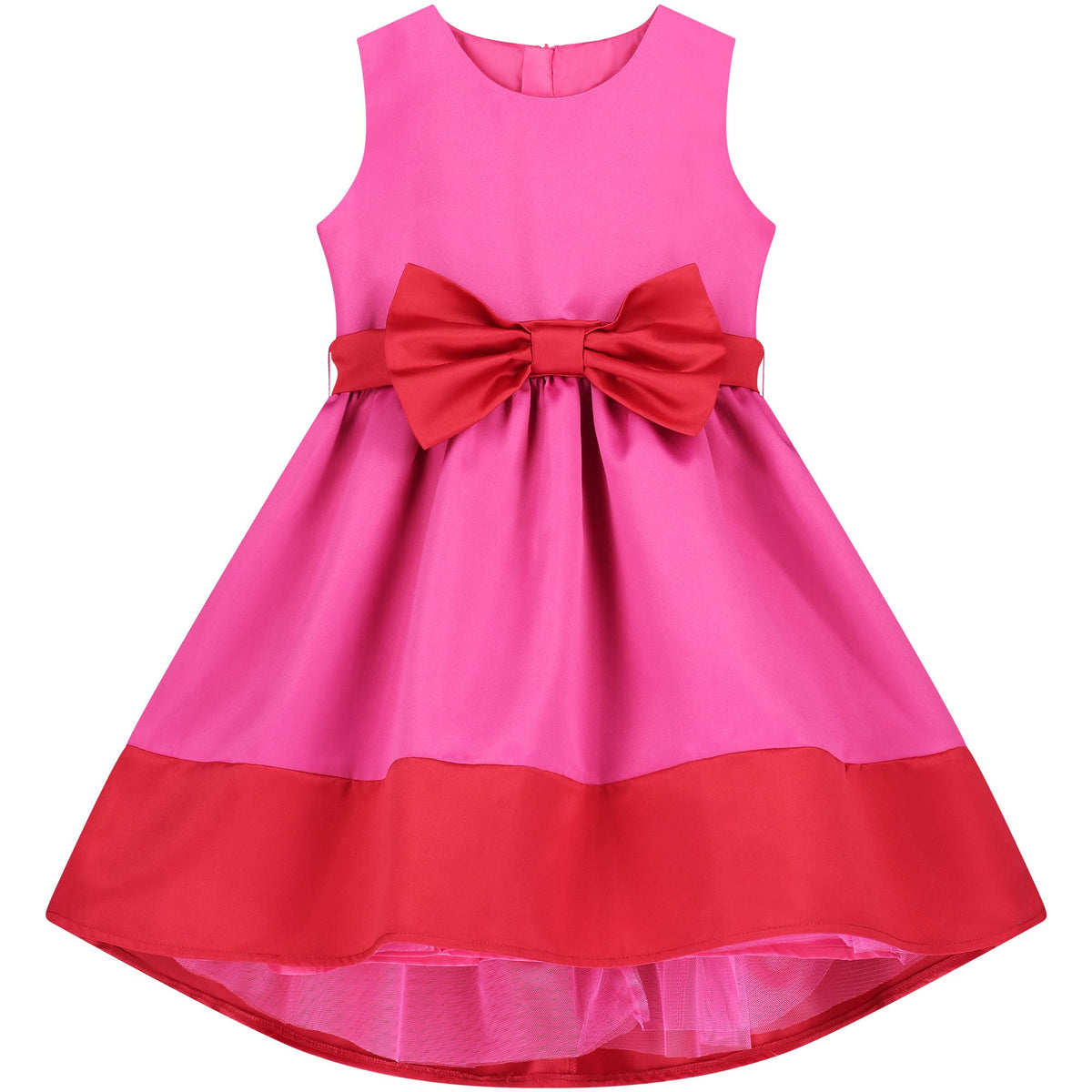 Baby Party Dress Florence Bow Satin Pink & Red | Holly Hastie London