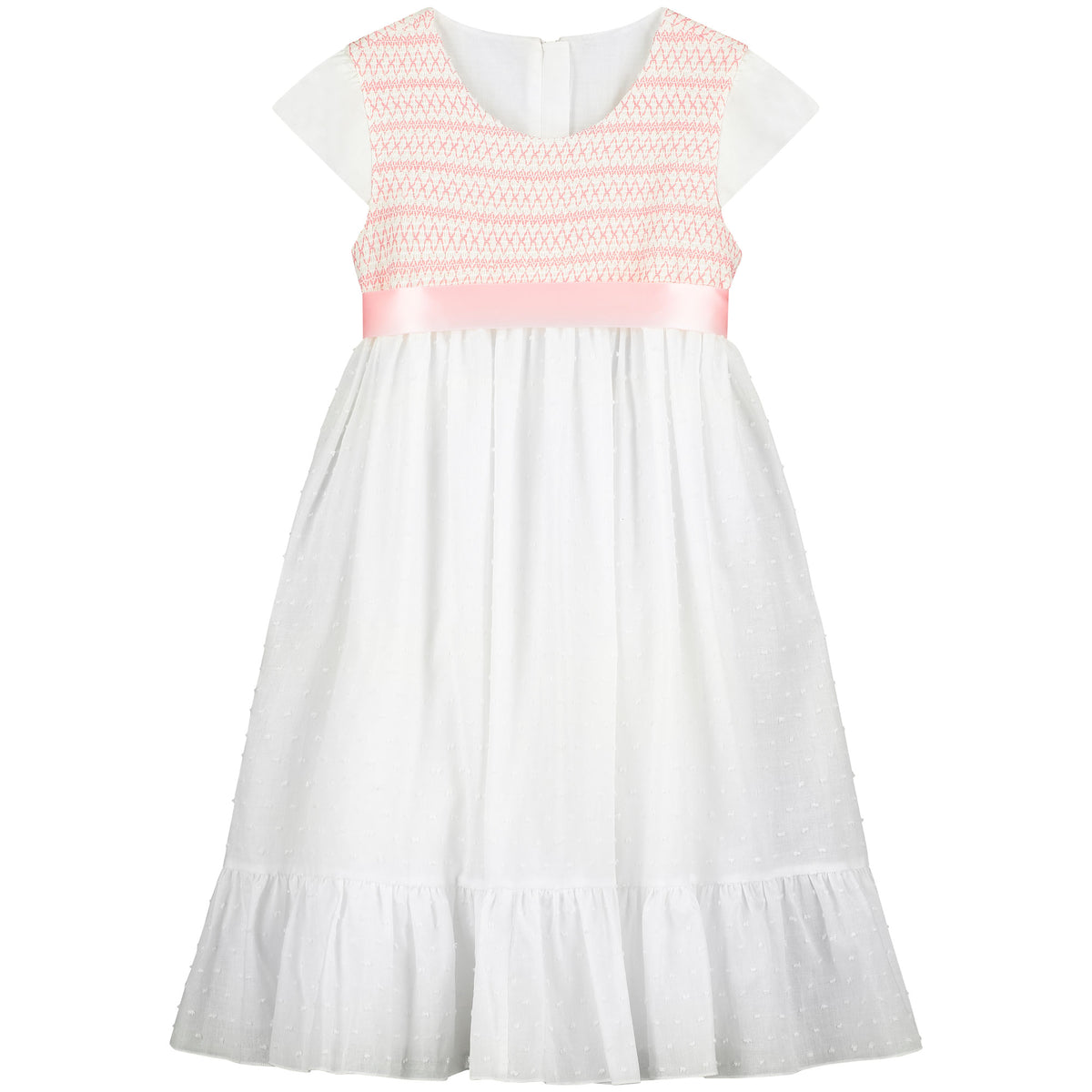 Smocked Cotton Girls Occasion Dress White | Holly Hastie London