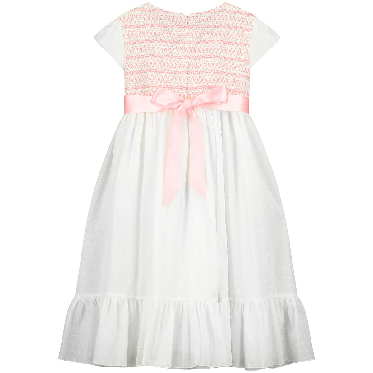 Smocked Cotton Girls Occasion Dress White | Holly Hastie London