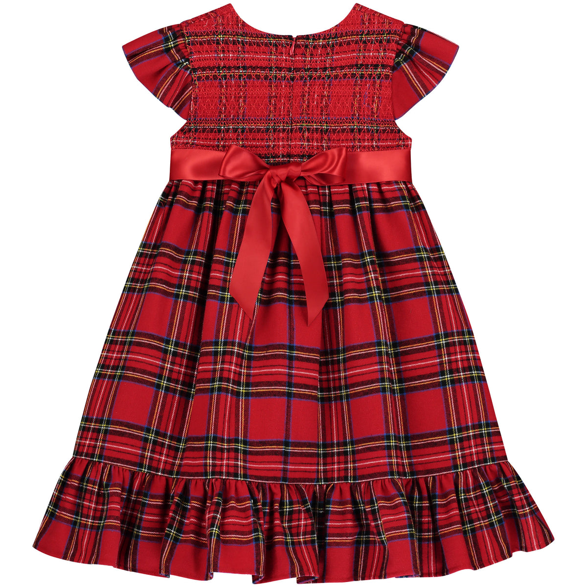 Girls Party Dress Poppy Smocked Plaid Tartan Red | Holly Hastie London