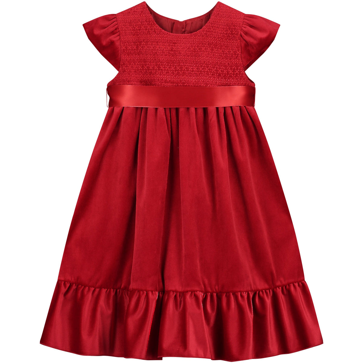 Baby Party Dress Poppy Smocked Velvet Red | Holly Hastie London