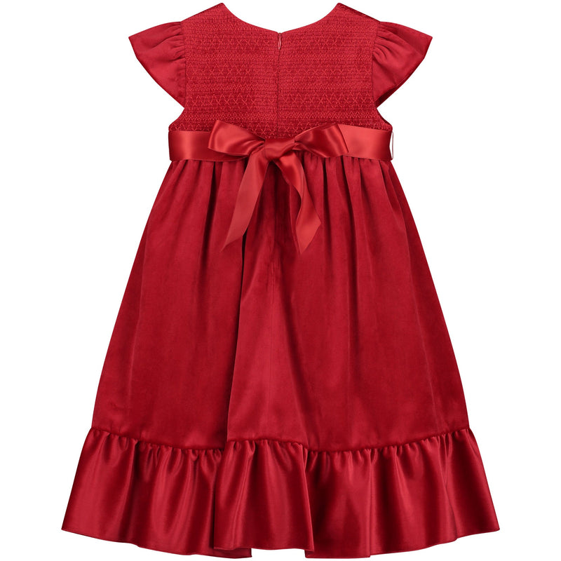 Baby Party Dress Poppy Smocked Velvet Red | Holly Hastie London