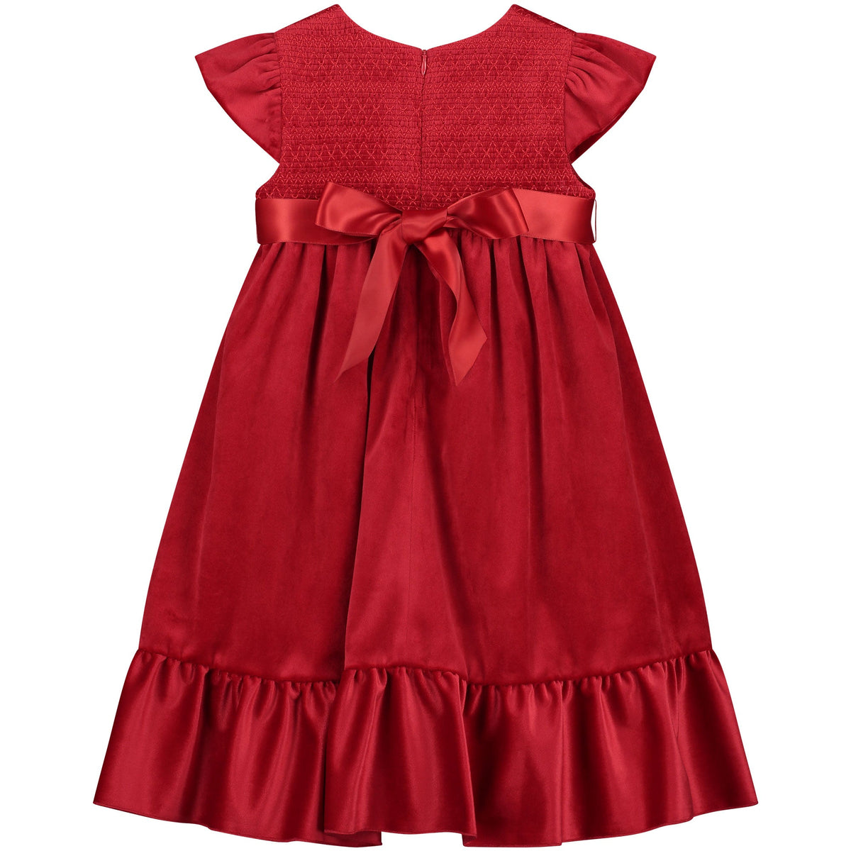 Baby Party Dress Poppy Smocked Velvet Red | Holly Hastie London