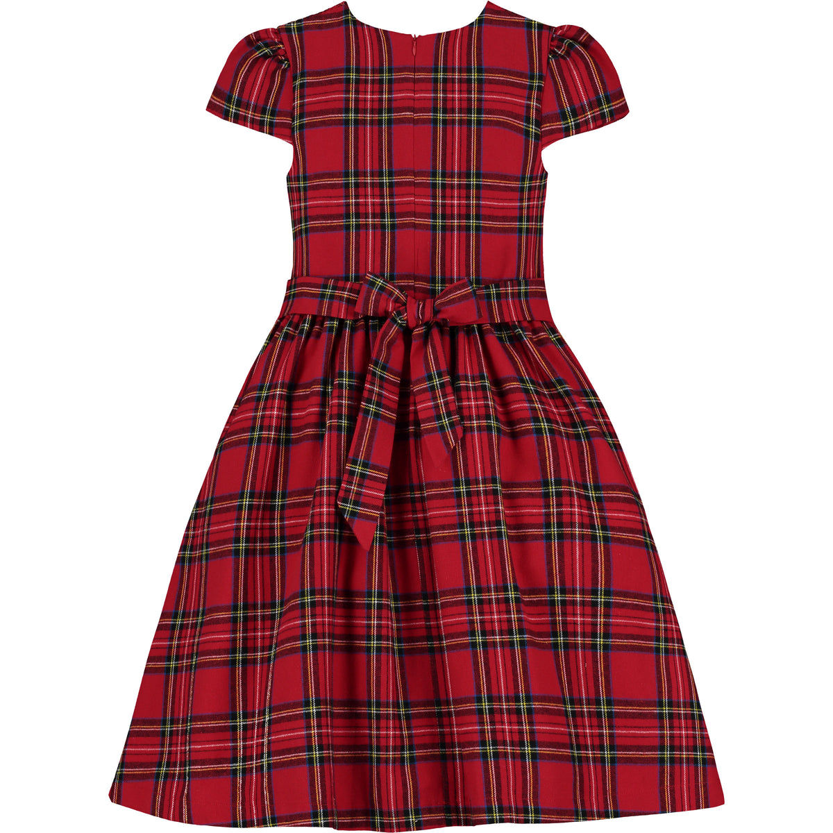 Bonnie Plaid Cotton Smocked Girls Party Dress Red | Holly Hastie London