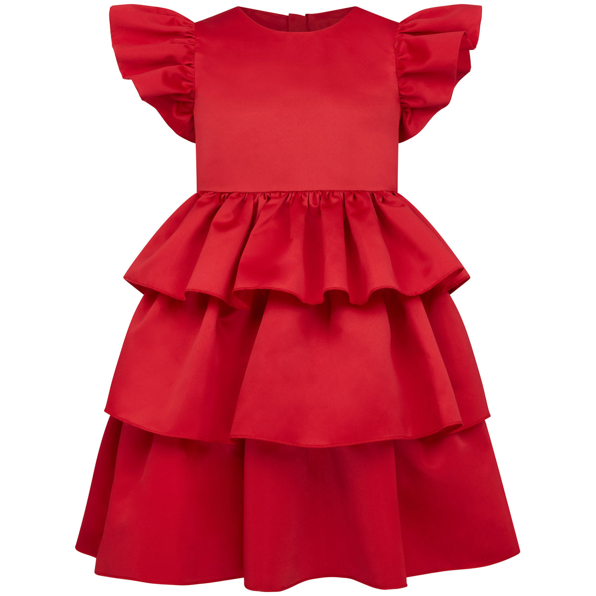 Scarlett Satin Frill Girls Party Dress Red | Holly Hastie London