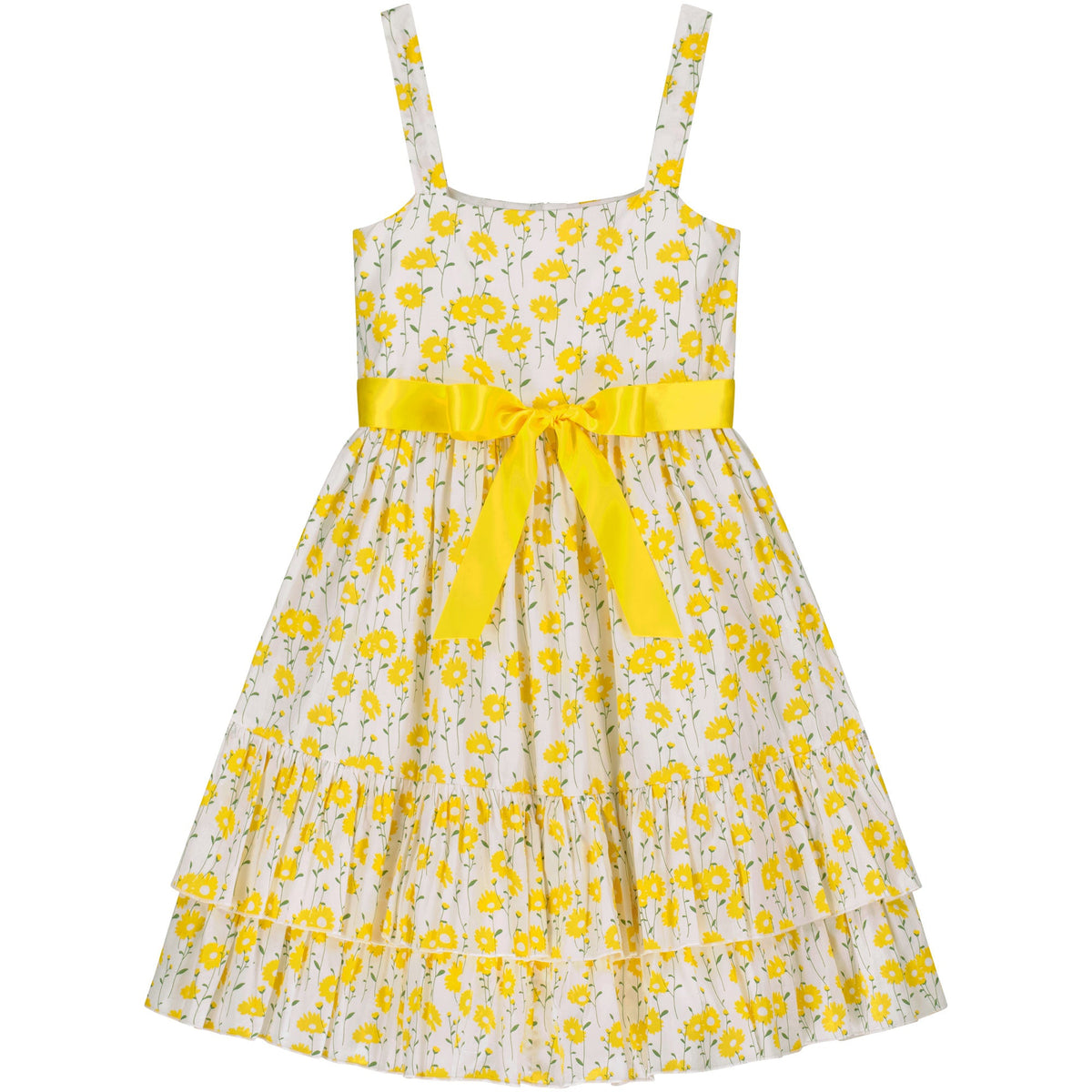 Summer Floral Girls Party Dress, Yellow & White | Holly Hastie London